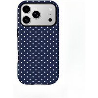 Simplified Navy Blue Dot Pattern Phone Case Suitable for iPhone 17 16 15 14 13 12 11 Pro/Max/Plus Anti Drop and Anti Shock