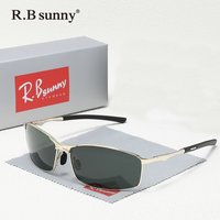 Men‘s Polarized Rectangle Sunglasses Driving Alloy Parsnip UV400 Women Glasses Outdoor Sports Eyewear