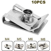 10pcs Stainless Steel U Type Clips Plate Leaf Spring Nut M6 M5 M4 M8 8mm 5mm 6mm 4mm Reed Nuts for Car Motorcycle Scooter ATV