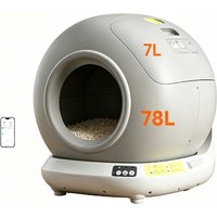 Compact Quiet Smart Cat Litter Box UV Sterilization Self-Cleaning 80L Large Capacity App Control