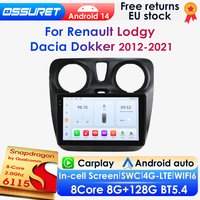 Qualcomm 8-rdzeniowy CarPlay Android Auto Radio samochodowe dla Renault Lodgy Dacia Dokker 2012-2021 Samochodowy odtwarzacz multimedialny GPS DSP 360 ° Kamera