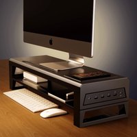 Multifunction Computer Monitor Riser Stand with USB Expansion Dock Wireless Charging Metal Organizer Screen Support Rack