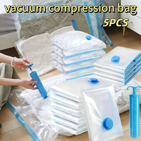 5PCS Vacuum Storage Bags with Valve Folding Compressed Space Saving Clothes Storage Big Size for Towel Cloth Blanket Organizer