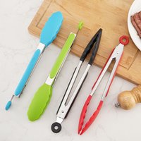9/12 Inch Silicone Food Tongs Stainless Steel Non-slip Heat Resistant Kitchen BBQ Tongs for Cooking Steak Grilling Buffet Tools