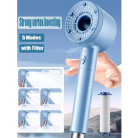 5 Modes Booster Shower Head High Pressure Water Saving One-Key Stop Water Spray Nozzle With Filter Bathroom Faucet Accessories