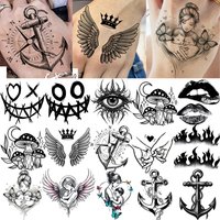 1 Sheet Halloween Anchor Smiling Face Temporary Tattoos For Adult Hands Nacek, Fake Tattoo Stickers Long Lasting Realistic Tatoo