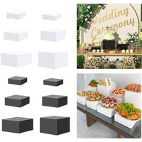 6Pcs Acrylic Display Risers Box 5 Sided Display Stand Food Riser for Art Photography Cake Action Figures Collectibles Catering