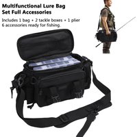 Fishing Shoulder Bag 2Packs Tackle Storage Box w Rainproof Durable Adjustable Straps for Lures Hooks Weights Fishing Accessories