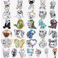 Authentic 925 Sterling Silver Animal Panda Elephant Dangle Charms Fit Original Bracelet Beads Jewelry DIY Gift plata de ley