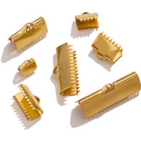 20pcs Stainless Steel PVD 18K Gold Plated Crimp End Bead Buckle Tip Clasp DIY Necklace Bracelet Connectors for Jewelry Making