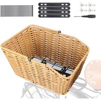 ZUKKA Rear Bike Basket Woven Bike Tail Basket Large Capacity Bicycle Basket with Installation Tools Fits for Most Rear Bike Rack
