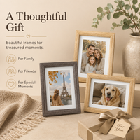 Classic Woodgrain 6 Inch Photo Frame with White Mat Border for 4x6 Pictures Home Decor Wedding Gift
