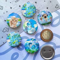 Frutiger Aero Aqua Nostalgia 58mm Icon Badge Handmade Tinplate Brooch for Backpack Clothes Chest Ornament Gifts