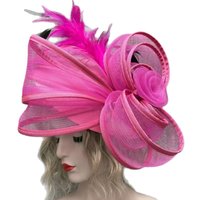 Large Luxury Fascinator Hat Headpiece Elegant Ladies Afican Feather Wedding Hat Cocktail Royal Banquet Party Fascinator Headwear