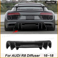 Real Carbon Fiber Rear Diffuser for Audi R8 V8 V10 2-Door 2016-2018 Lower Lip Spoiler Valance Protector Body Kits FRP