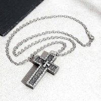 Punk Cross Pendant Necklace for Men,3D Vintage Openable Metal Pendant,Pill Necklace Gift