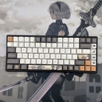 NieR Automata 2B 128 Key Cap PBT DYE Sublimation Cherry MX Cross Axis Switch Keycap Key Cover for Mechanical Keyboard Gift