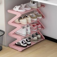 4-Tier Z-Shaped Stackable Shoe Rack – Freestanding for Living Room/Dorm – No-Tool Assembly, Durable Metal+Plastic, Space-Saving