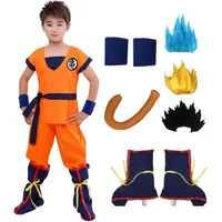 Halloween Erwachsene Kinder Anzüge Son Goku Gui Karneval Anime Cosplay Urlaub Kostüme Schwanz Handgelenk Perücke Blau Gold Kinder Dress Up