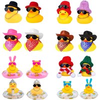 2 Set Car Duck Mini Car Dashboard Yellow Rubber Duckies Toy Jeep Duck Party Favor Car Decoration Table Ornament Car Accessory