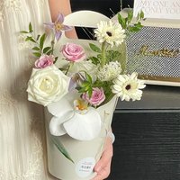 5Pcs Flower Packaging Box Scratch Resistant Kraft Paper Handbag Waterproof Flower Box Thick Bouquet Handbag For Party Festival