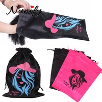 Wig Packaging Bags For Business Hair Black Wigs Storage Bag Satin Extensions Hair Bags Ribbon Drawstring Silk Packaging Pouches
