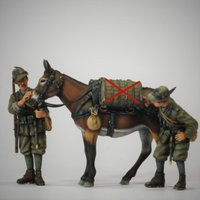 1/35 Resin unpainted model kit, military theme, Italian soldier with mule unassembled and unpainted GK,1069R
