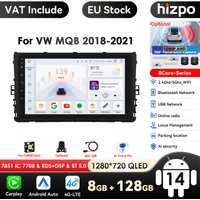 Hizpo 9'' QLED Screen Carplay 4G 2Din Android 14 Car Radio for VW MQB Polo Plus T-Cross Zoals T-Kruis T-Roc Tharu Sagitar BT