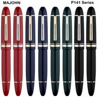 MAJOHN P141 Brass Piston Filler Fountain Pen 8# 40 Two-Tone Nib Light Resin Body Stationery School Office Supplies PK 9019 X159
