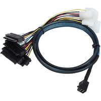 SFF-8643 to SFF-8482 Cable Internal HD Mini SAS SFF8643 Host to 4x 29Pin SFF8482 Target Adapter Cord with IDE 4PIN Power 0.5M 1M