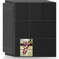 900 Pockets 50 Pack 9 Pocket Double Sided Card Sleeves Black Trading Card Protector Pages For TCG MTG Game Sport Cards