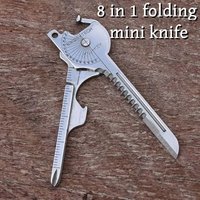 8 in 1 Multi Tool Keychain for Camping Survival Folding Screwdriver Bottle Opener Compact Outdoor Utility Pliers with Keychain