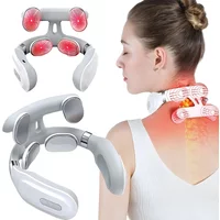 Eiectric Neck Shoulder Pulse Massage 4 Head Neck Protection Heating Breathing Light Vibration Hot Compress Cervical Massager