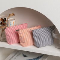 New Striped Clutch Cosmetic Bag for Women Girl Large Capacity Makeup Pouch Toiletries Bag Travel Outdoor Makeup Storage