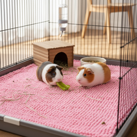 Chenille Fleece Cage Liner Pad for Guinea Pig Habitat Non Slip Washable Reusable Mat For Hamster Rabbit And Small Pets