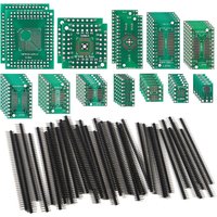 51PCS 12 Types SMD to DIP Adapter PCB Proto Board Plate Converter SOP SOT 0402/0603/0805 TQFP QFN + 40PCS 2.54mm Male 40 Pin
