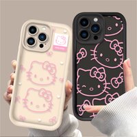 Pink Hello Kitty Sanrio Case For iPhone 17 Air 16 16E 15 14 13 12 11 Pro Max X XS X S Max XR SE 2020 SE4 7 8 Silicone Back Cover