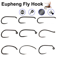50Pcs Fly Hooks Barbless Black Nickel Competition Fly Fishing Hooks Size 6-20 Dry Wet Nymph Streamer Hooks for Fly Tying