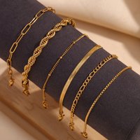 E.B.belle Blade Chain Figaro Chain Twists Chain Bracelet 18K Gold Plated 316L Stainless Steel Jewelry Women's Hand Bracelets