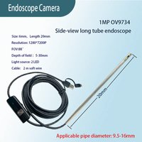 1MP 6mm Side View Long Tube Endoscope FOV 88° Macro USB Soft Wire Endoscope Suitable for Industrial Pipeline Inspection
