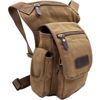 Canvas Drop Leg Bag Waist Bag Thigh Bag for Men and Women, Suitable for Motorcycle, Bicycle, Hiking, Camping, Outdoor Travel, Sling-Style Crossbody Bag, Pocket Day Bag (Brown)