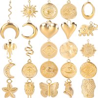 5pcs Geek Eye Stainless Steel Charm For Jewelry Making Supplies Ojo Turco Cute Gold Color DIY Owl Elephant Snake/Butterfly Charm