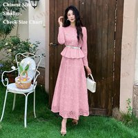 Quality Brand Summer Autumn Long Dress Lace Two Piece Set Women Pearl Blouse Jacket + A Line Long Maxi Skirts Suits 2pcs Outfits