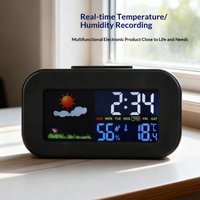 New Color Screen Smart Weather Station Clock Backlit Temperature Humidity Detector For Bedroom Desk Dorm Home Use