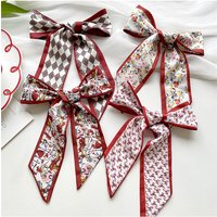Red Series Flowers Bag Handbag Handle Ribbon Scarf Hair Head Band Neck Scarf Neckerchief Scarf Handle Wrap Silk Ribbon for Women