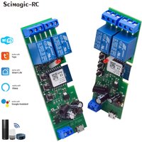 Tuya Smart Home 2CH Wifi Motor Forward Reverse Switch DC 12V 24V 32V 110V 220V,2 Channel Module Relay,Alexa Voice Remote Control