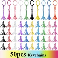 50Pcs 10 Colors Paris Retro Mini Eiffel Tower Model Cute Keychain Keyring Keyfob Gift