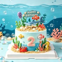 Marine Theme Cake Topper Realistic Sea Creature Figurines Beautiful Table Adornments for Infant Party and Children Gathering