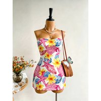 Women's summer printed strapless dress, casual vacation dress, suitable for vacation, leisure, party, date dressing