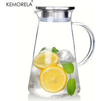 Water Jug Transparent Heat-Resistant Glass Cold Water Kettle And Cups Water Pot With Handle Large Capacity Office Household Jug
